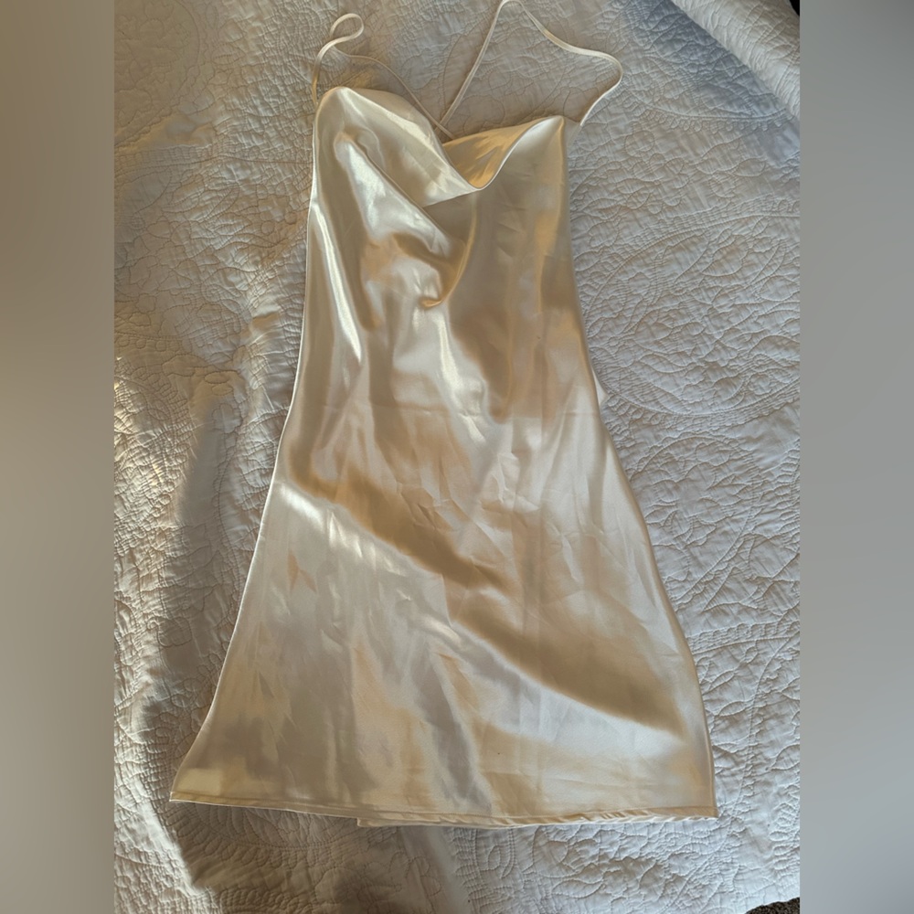 Open back creamy-white cowl neck H&M dress